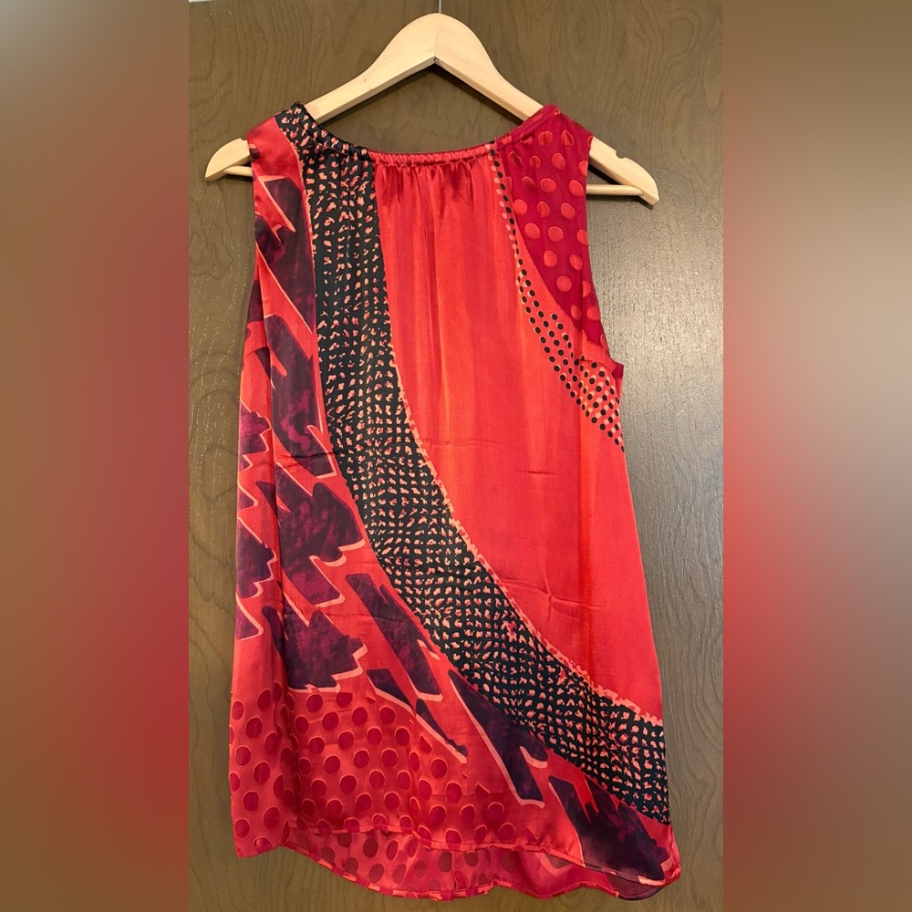 CAbi Red and Black Sleeveless Top